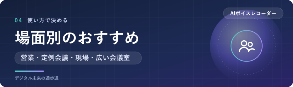 場面別、AIボイスレコーダーはこの1台
