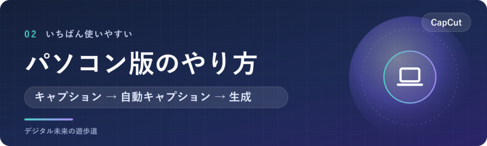 【パソコン版】CapCutの自動キャプションのやり方