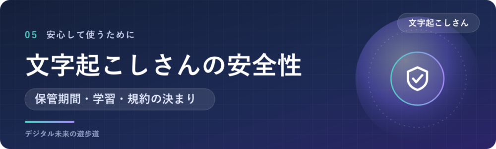 文字起こしさんの安全性｜データの扱いを公式で確認