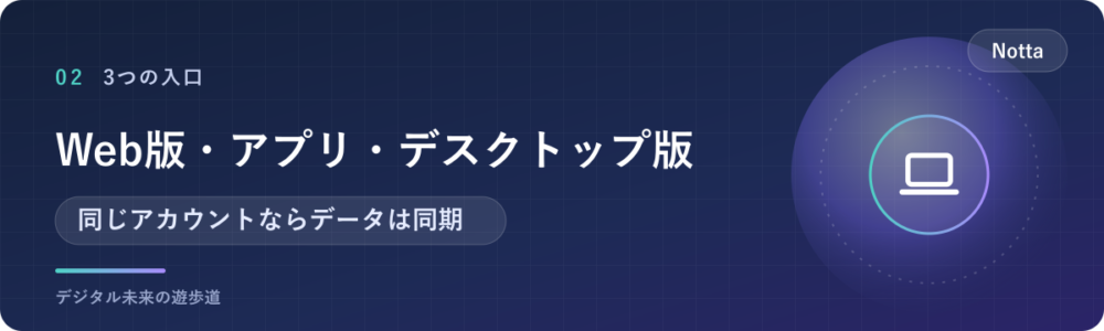 Web版・アプリ・デスクトップ版のログインの入口の違い