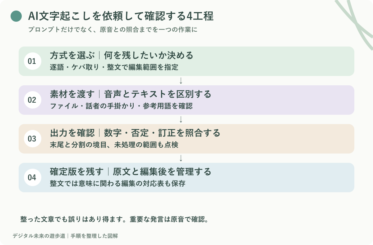 図解：指示から原音照合までの4工程